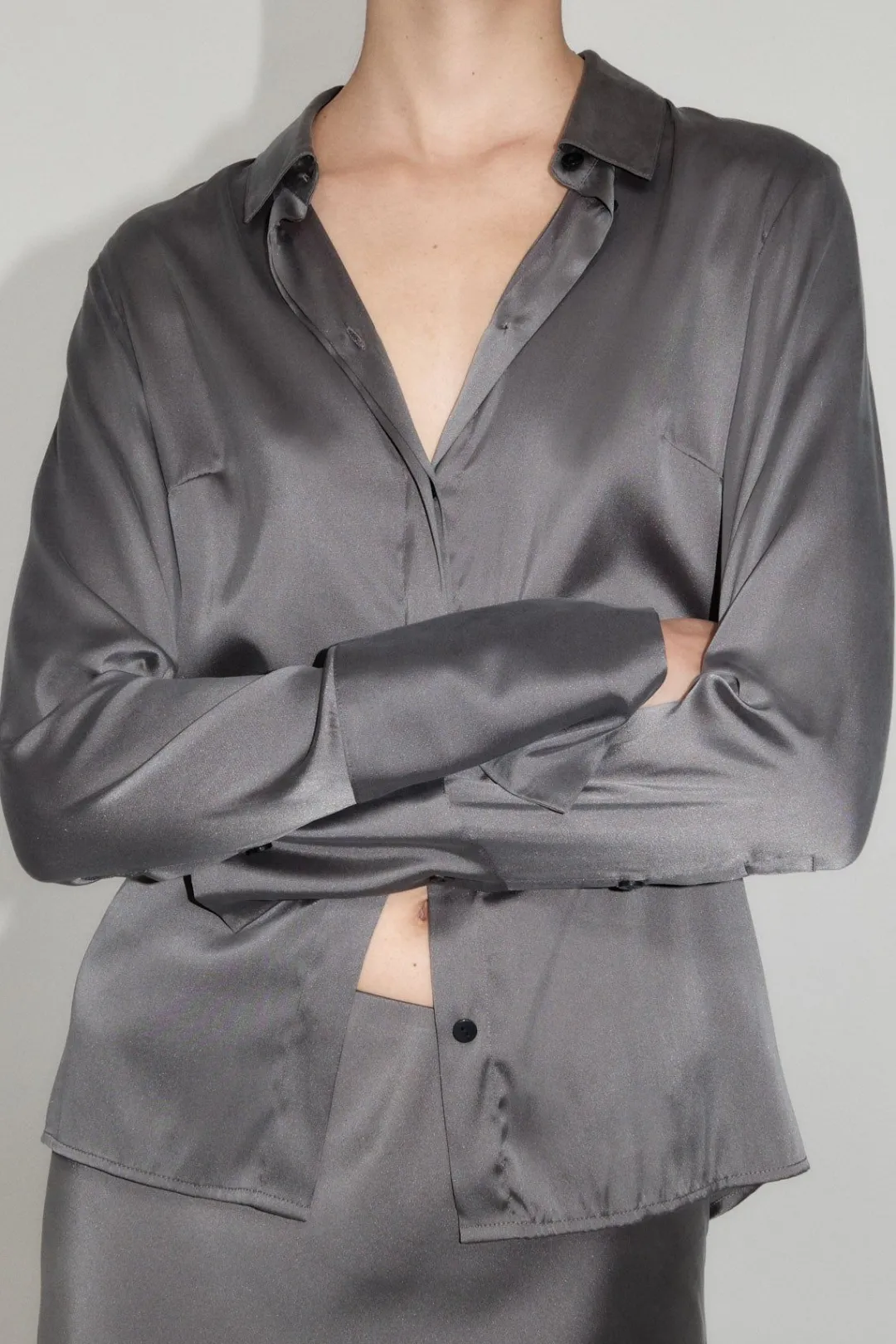 Shirts*St. Agni Soft Silk Shirt - Pewter Grey