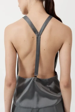 Tops*St. Agni Soft Silk Suspender Top - Pewter Grey