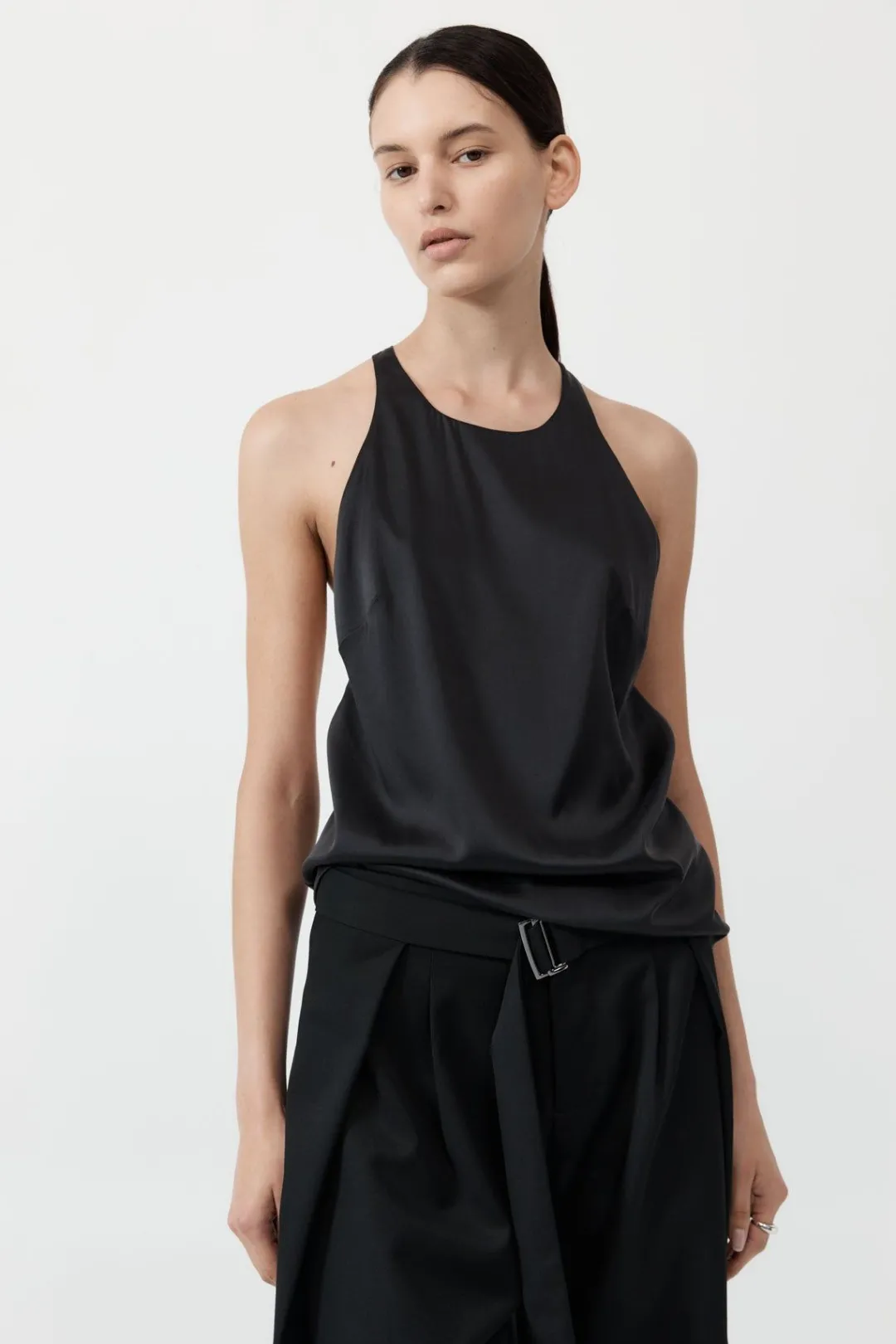 Tops*St. Agni Soft Silk Suspender Top - Black