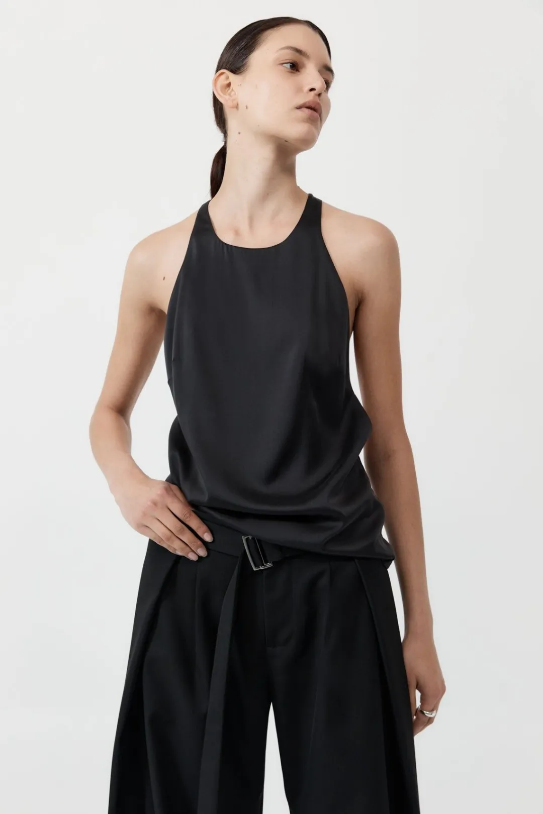 Tops*St. Agni Soft Silk Suspender Top - Black