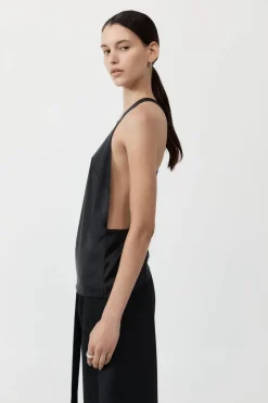Tops*St. Agni Soft Silk Suspender Top - Black