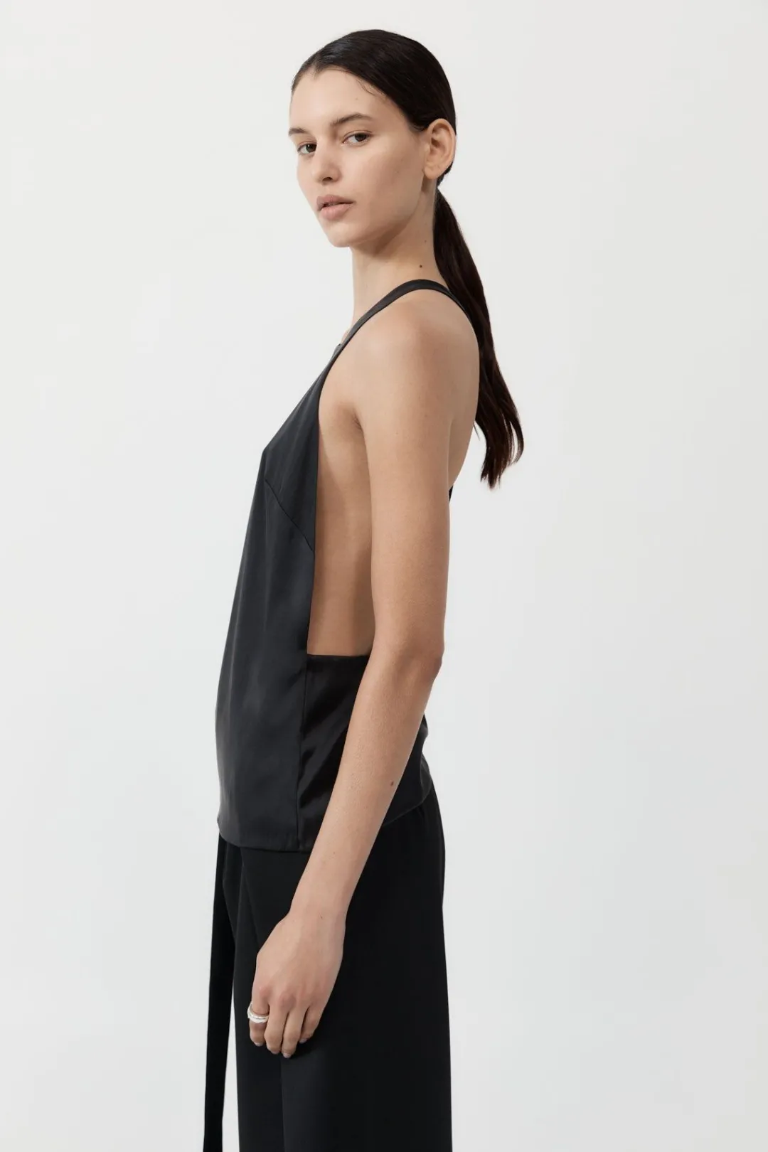 Tops*St. Agni Soft Silk Suspender Top - Black