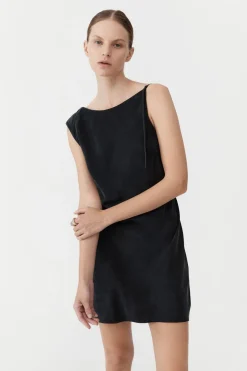 Dresses*St. Agni Sophia Drape Mini Dress - Washed Black
