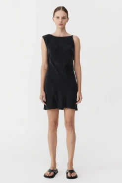 Dresses*St. Agni Sophia Drape Mini Dress - Washed Black