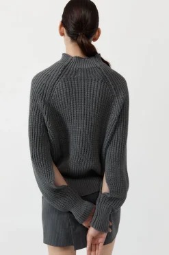 Knitwear*St. Agni Split Sleeve Jumper - Smoke