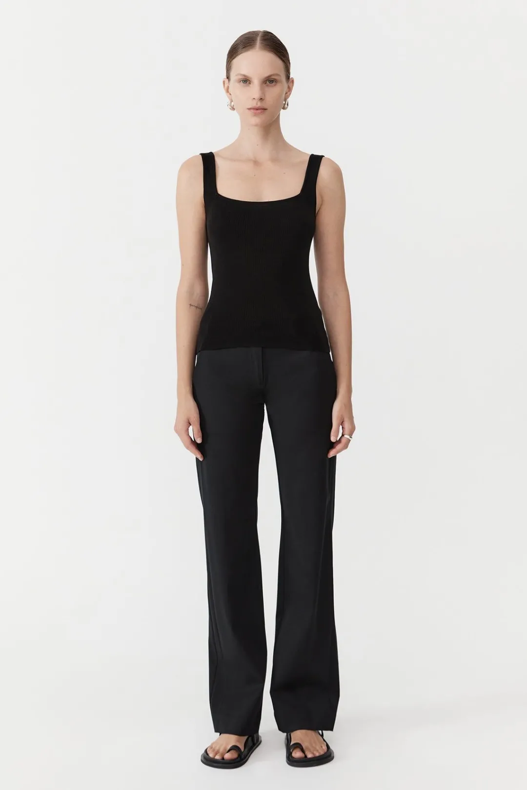 Tops*St. Agni Square Neck Knit Singlet - Black