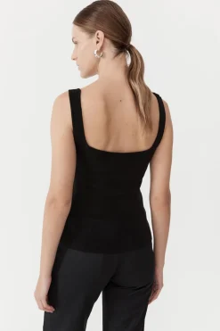 Tops*St. Agni Square Neck Knit Singlet - Black