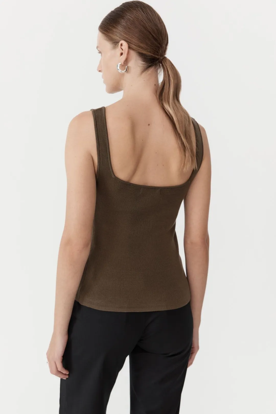 Tops*St. Agni Square Neck Knit Singlet - Kelp