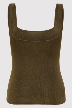Tops*St. Agni Square Neck Knit Singlet - Kelp