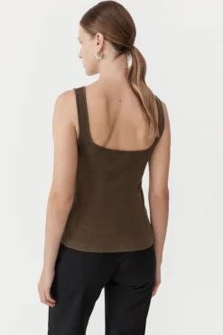 Knitwear*St. Agni Square Neck Knit Singlet - Kelp