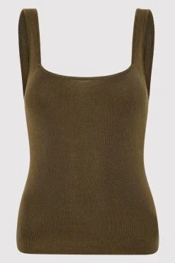 Knitwear*St. Agni Square Neck Knit Singlet - Kelp