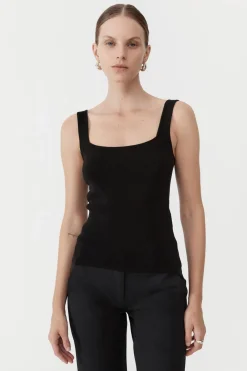 Knitwear*St. Agni Square Neck Knit Singlet - Black