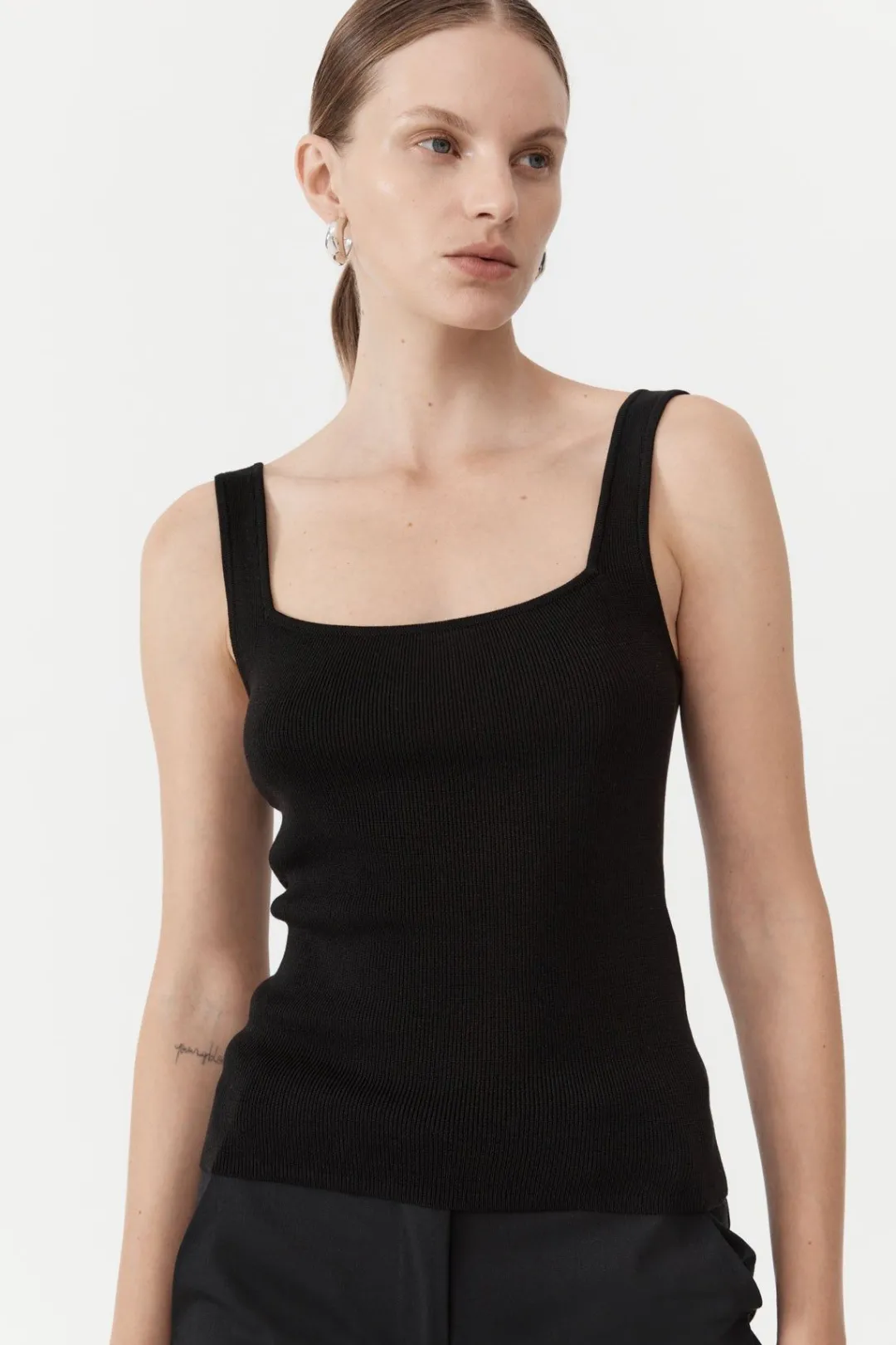 Knitwear*St. Agni Square Neck Knit Singlet - Black