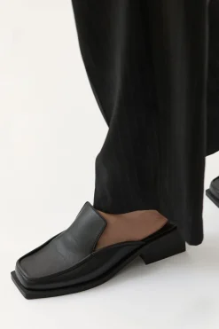 Heels*St. Agni Square Toe Mule - Black