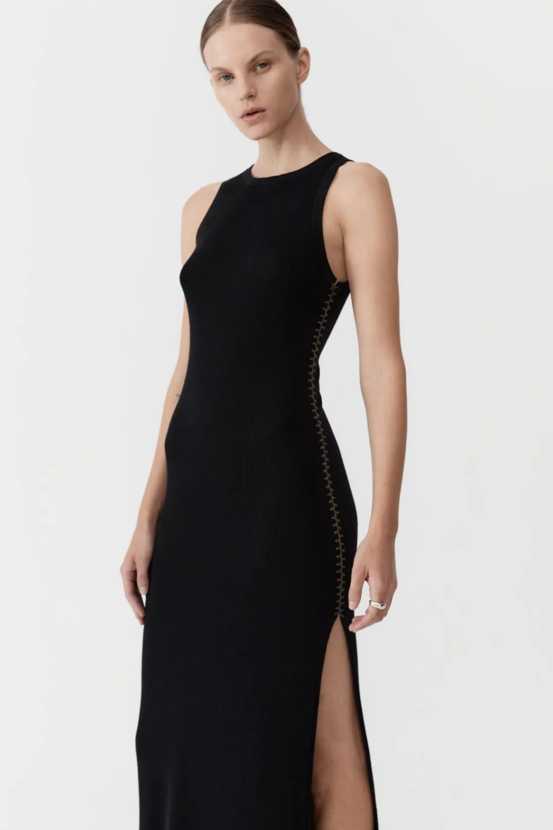 Basics*St. Agni Stitch Detail Dress - Black