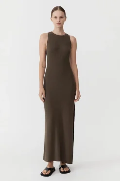Basics*St. Agni Stitch Detail Dress - Kelp
