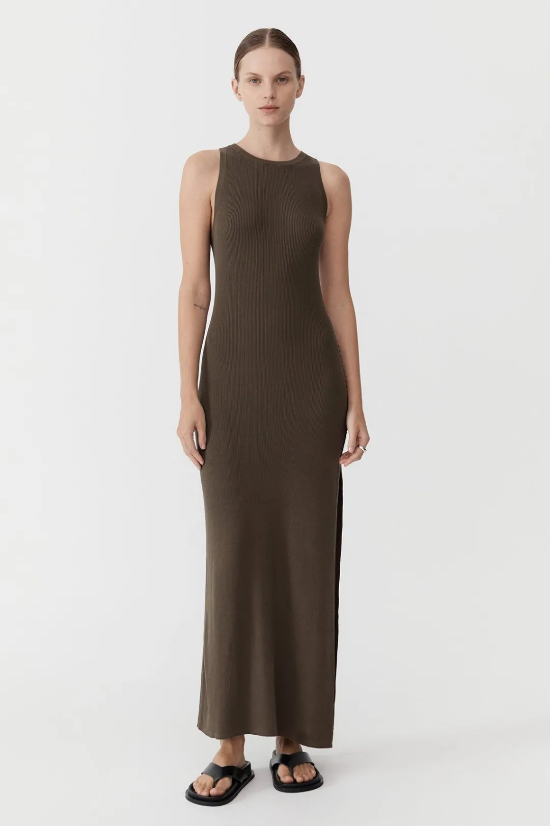 Basics*St. Agni Stitch Detail Dress - Kelp