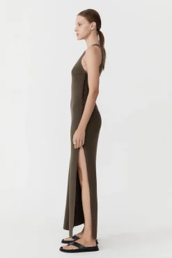 Basics*St. Agni Stitch Detail Dress - Kelp