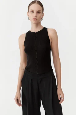 Basics*St. Agni Stitch Detail Tank - Black