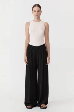 Tops*St. Agni Stitch Detail Tank - Ivory