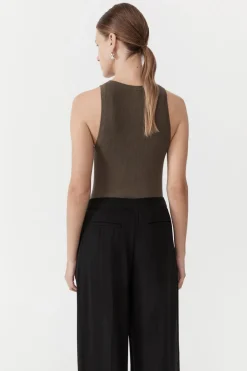 Tops*St. Agni Stitch Detail Tank - Kelp