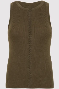 Tops*St. Agni Stitch Detail Tank - Kelp