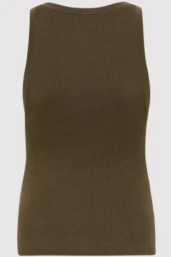 Tops*St. Agni Stitch Detail Tank - Kelp
