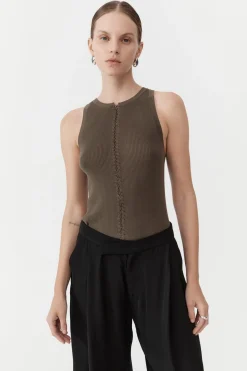 Basics*St. Agni Stitch Detail Tank - Kelp