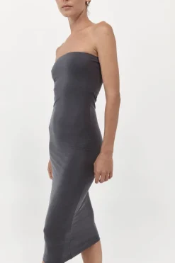 Basics*St. Agni Strapless Jersey Midi Dress - Graphite