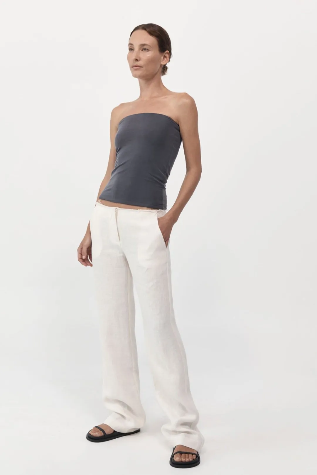 Basics*St. Agni Strapless Jersey Top - Graphite