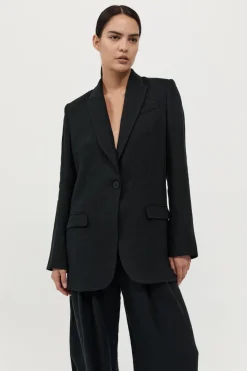 Jackets*St. Agni Tailored Linen Blazer - Black
