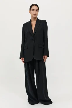 Jackets*St. Agni Tailored Linen Blazer - Black