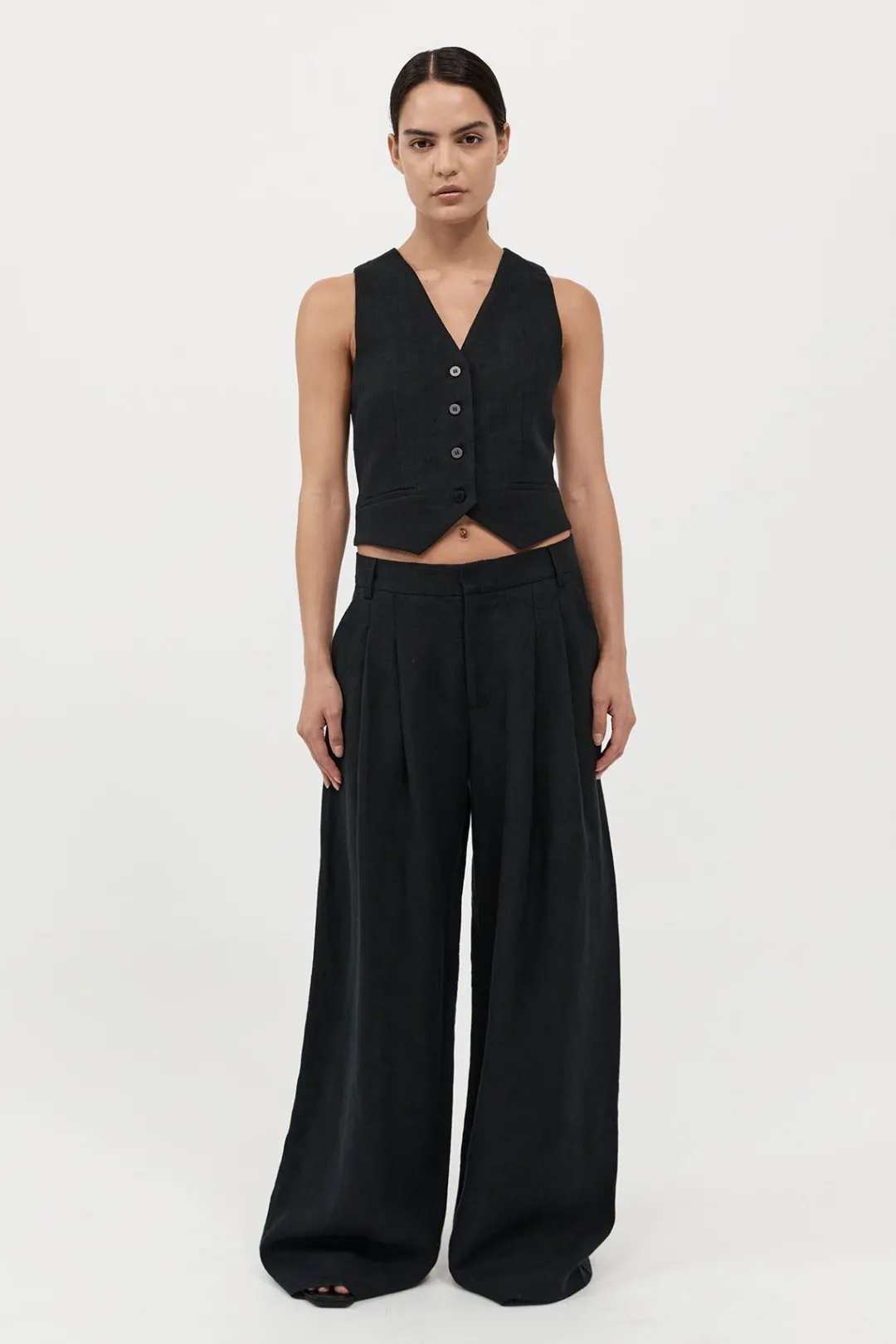 Pants*St. Agni Tailored Linen Pants - Black