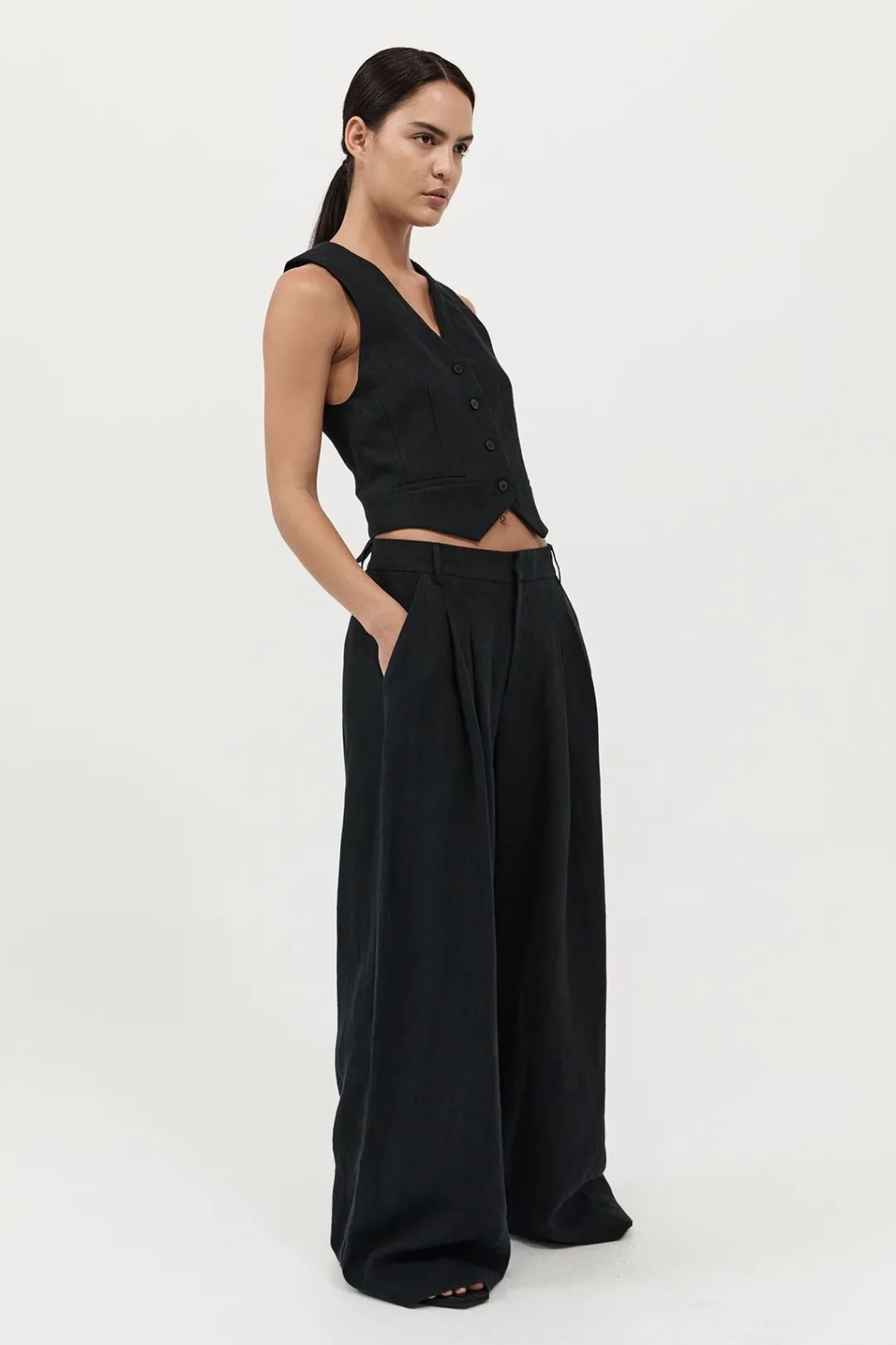Pants*St. Agni Tailored Linen Pants - Black