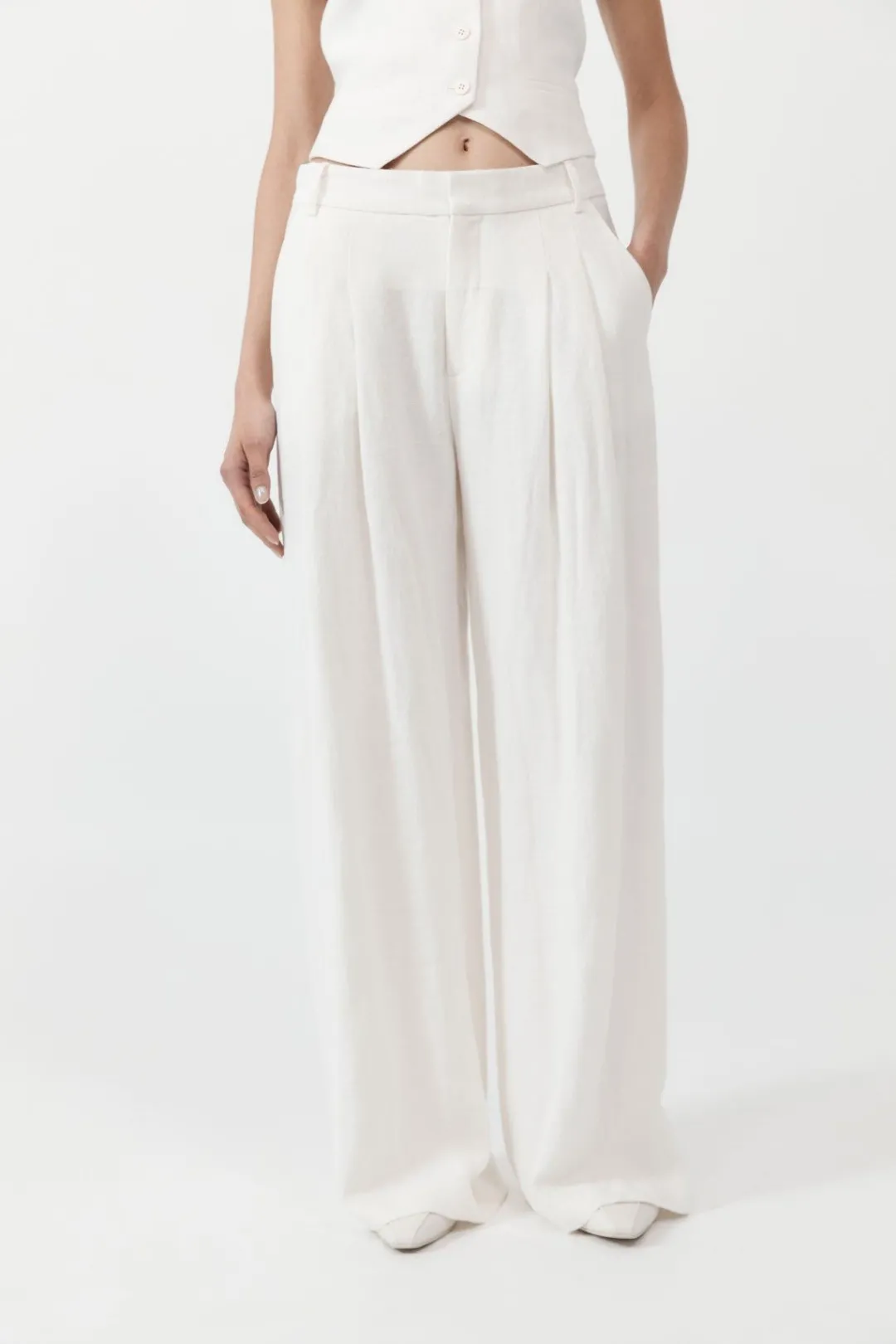 Pants*St. Agni Tailored Linen Pants - Ivory