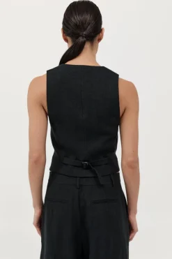 Tops*St. Agni Tailored Linen Vest - Black