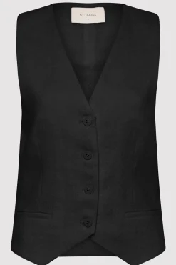 Tailoring*St. Agni Tailored Linen Vest - Black