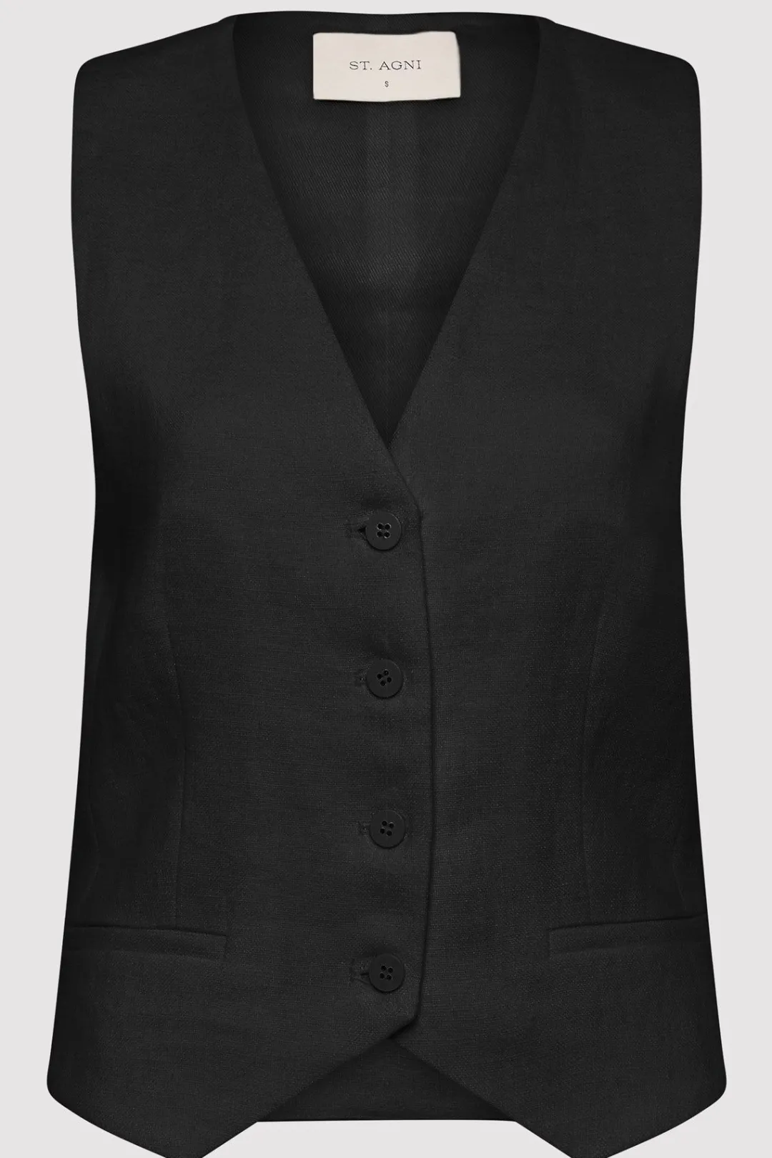 Tailoring*St. Agni Tailored Linen Vest - Black