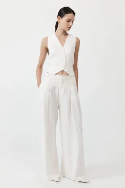 Tops*St. Agni Tailored Linen Vest - Ivory