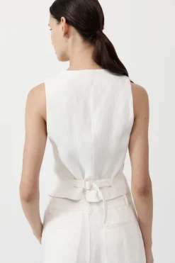Tops*St. Agni Tailored Linen Vest - Ivory