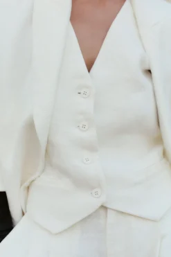 Tops*St. Agni Tailored Linen Vest - Ivory