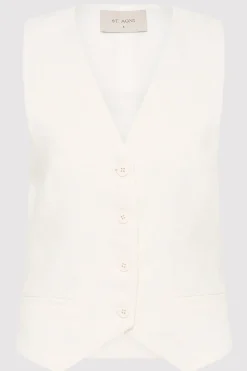 Tops*St. Agni Tailored Linen Vest - Ivory