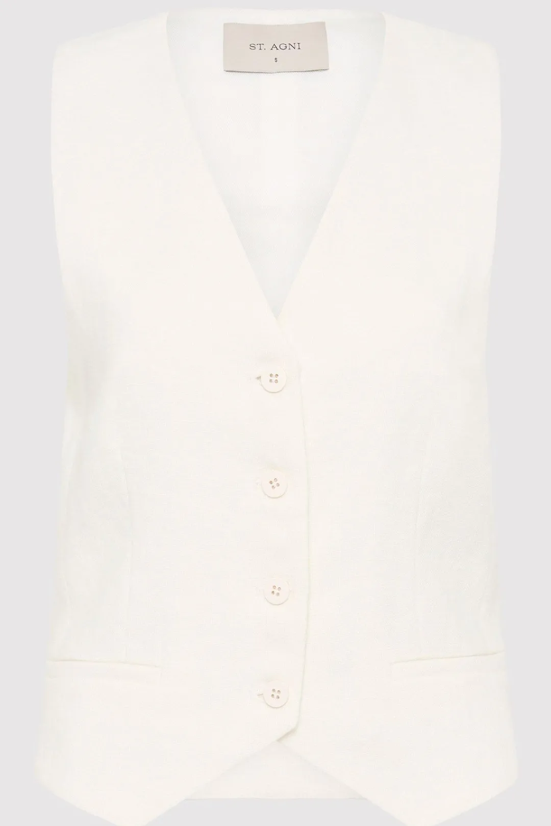 Tops*St. Agni Tailored Linen Vest - Ivory