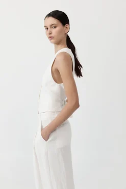 Tailoring*St. Agni Tailored Linen Vest - Ivory