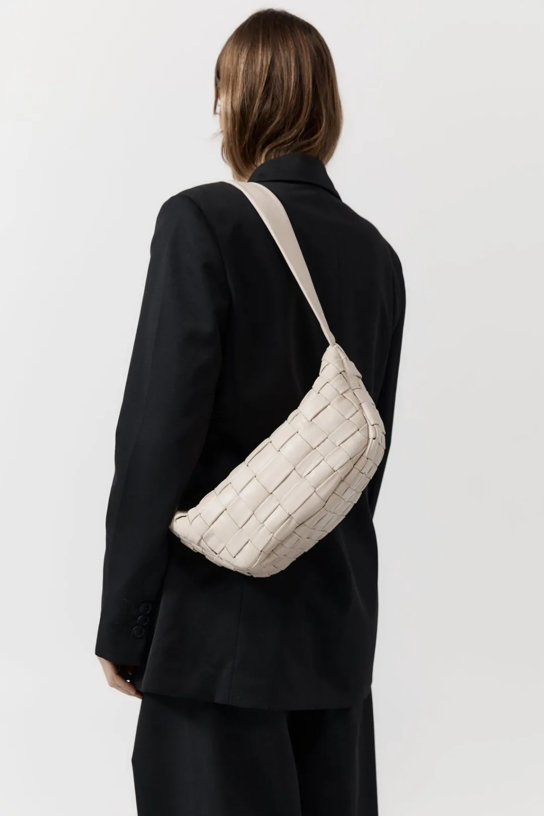 Bags*St. Agni Textured Crescent Bag - Ecru