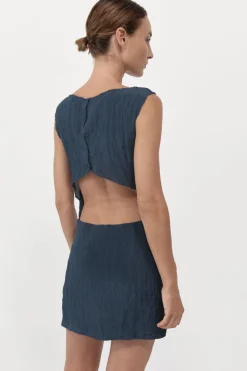 Dresses*St. Agni Textured Open Back Mini Dress - Ink