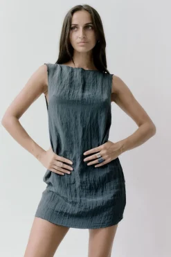 Dresses*St. Agni Textured Open Back Mini Dress - Ink