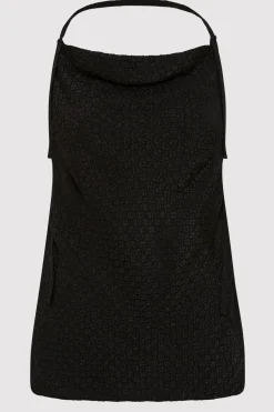 Tops*St. Agni Textured Silk Halter Top - Black
