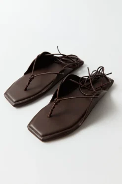 Sandals*St. Agni Tie Up Sandal - Chocolate
