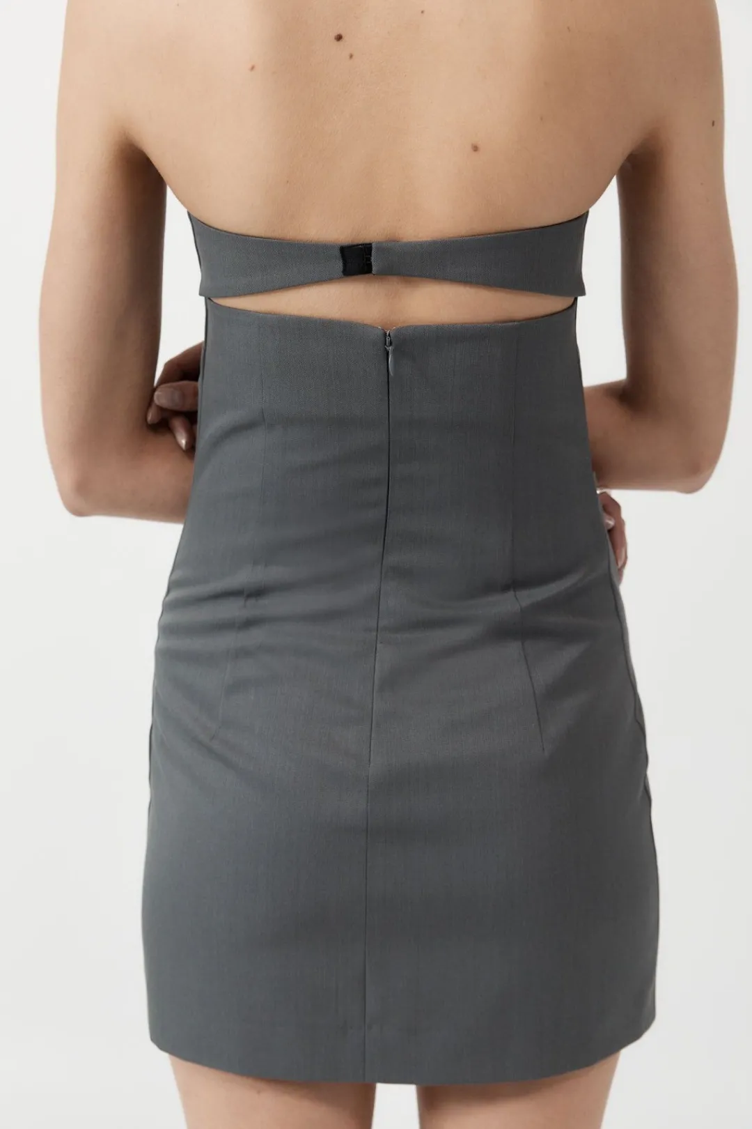 Tailoring*St. Agni Tuck Mini Dress - Pewter Grey